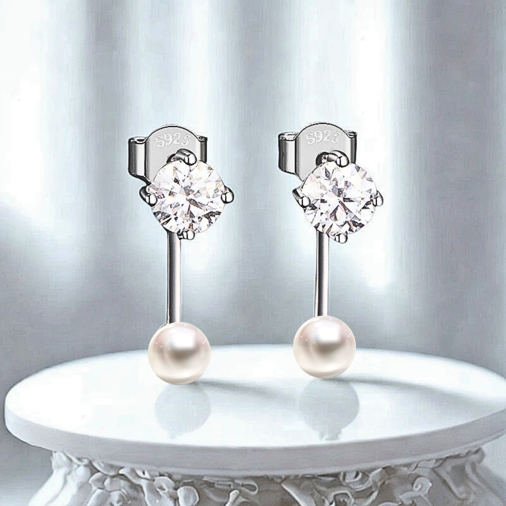 Orecchini Punto Luce in Moissaniti per ct 1,00 e Perle