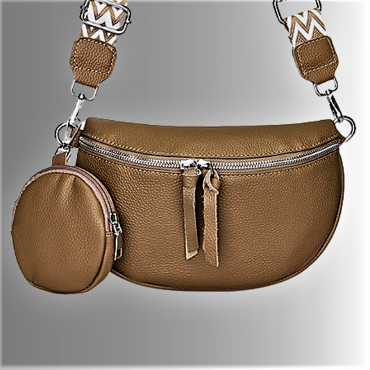 Calfskin Leather Bum Bag with Coin Purse Elegance and Security