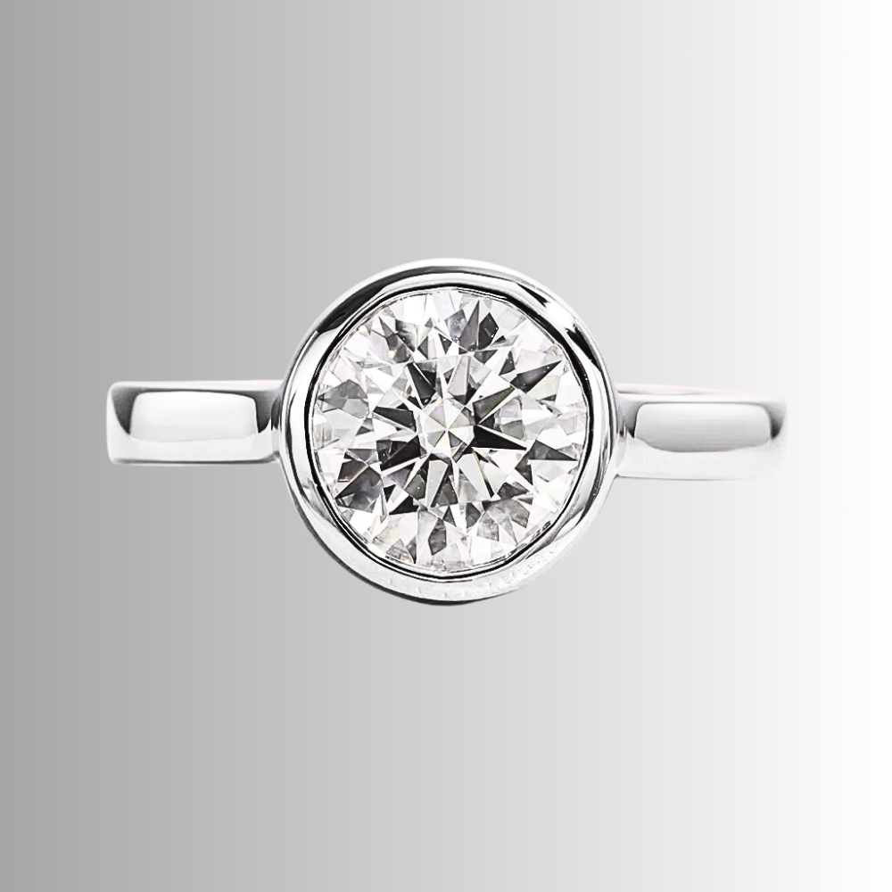 Solitario con Castone Tondo in Moissanite