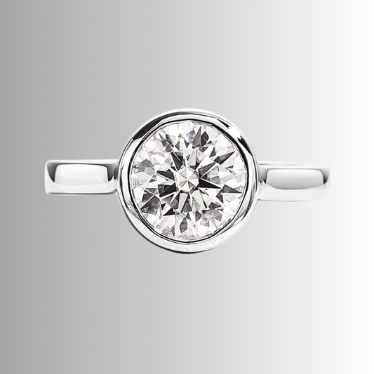 Solitario con Castone Tondo in Moissanite