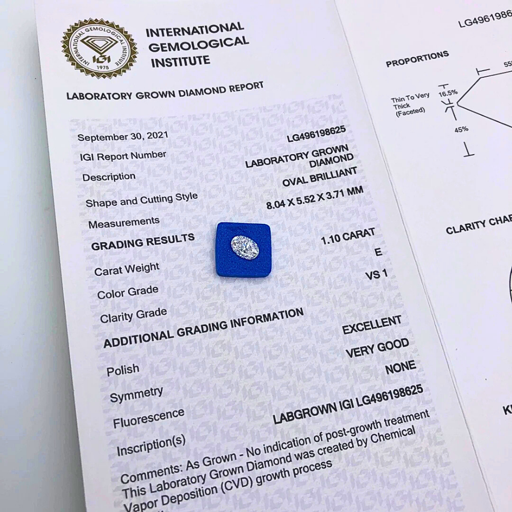 Diamanti Lab Grown Taglio Ovale da ct 1,00 a ct 5,00