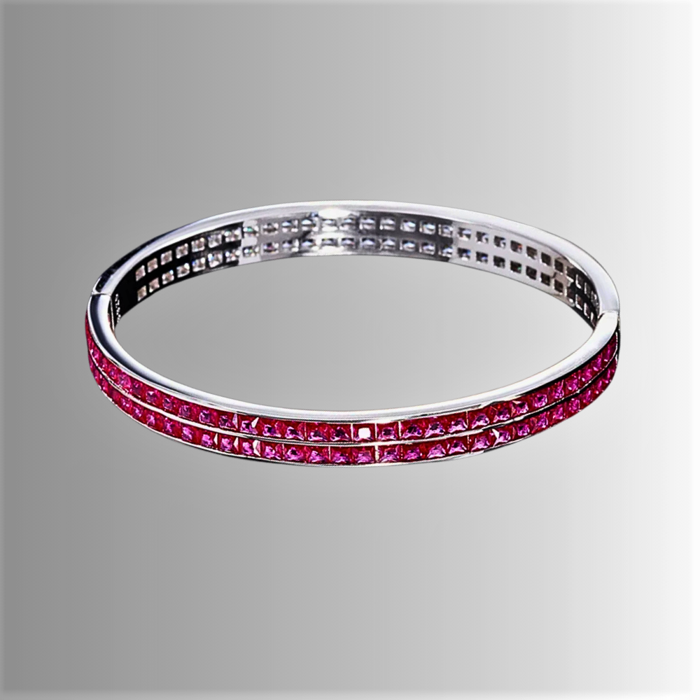 Bracciale Rigido con Diamanti, Zaffiri o Rubini Lab Grown Taglio Princess
