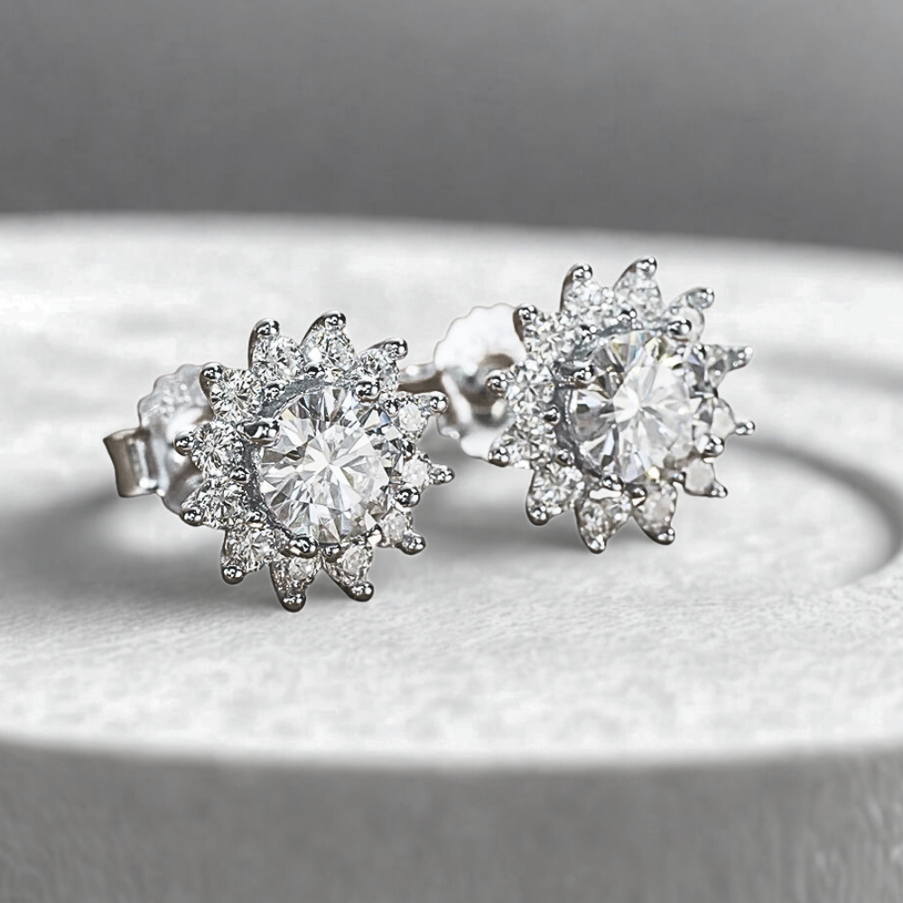 Orecchini a Girasole con Moissaniti per ct 1,00