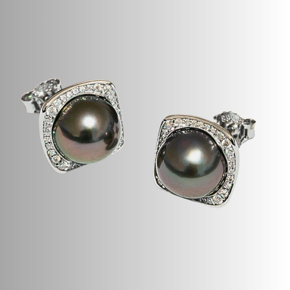 Orecchini con Perle di Tahiti e Moissaniti