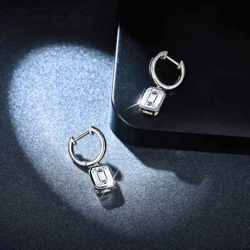 Orecchini con Moissanite Taglio Smeraldo per ct 4,00