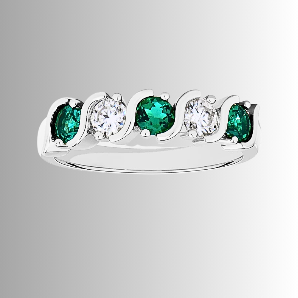 Fede a 5 pietre Bicolore in Mossanite