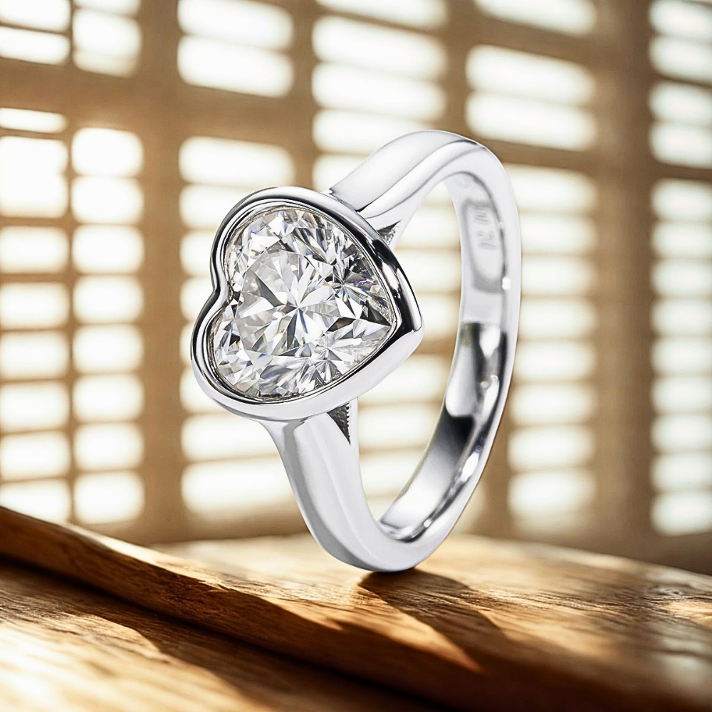 Solitario con Moissanite a Cuore di ct 3,00