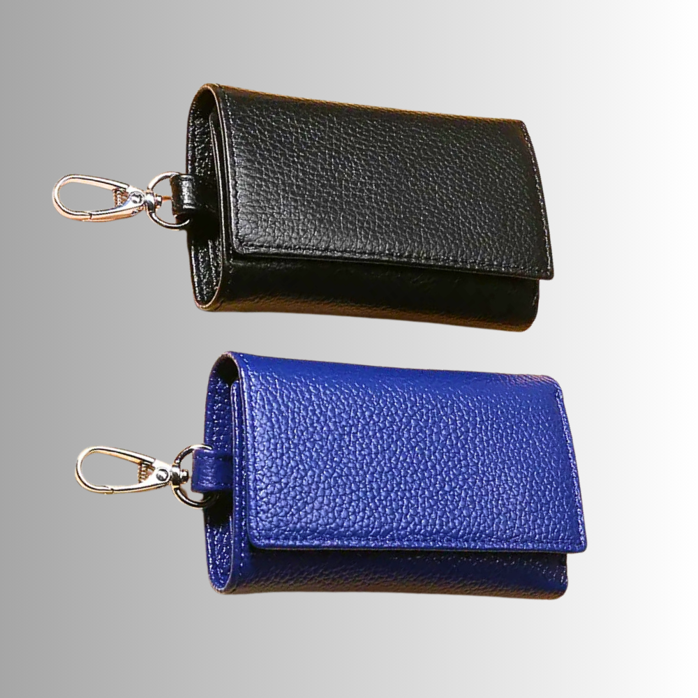Portachiavi con Spazio Carte e Monete in Pelle di Vitellino