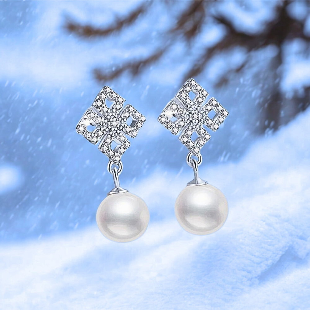 Orecchini a Rombi con Moissaniti e Perle Naturali