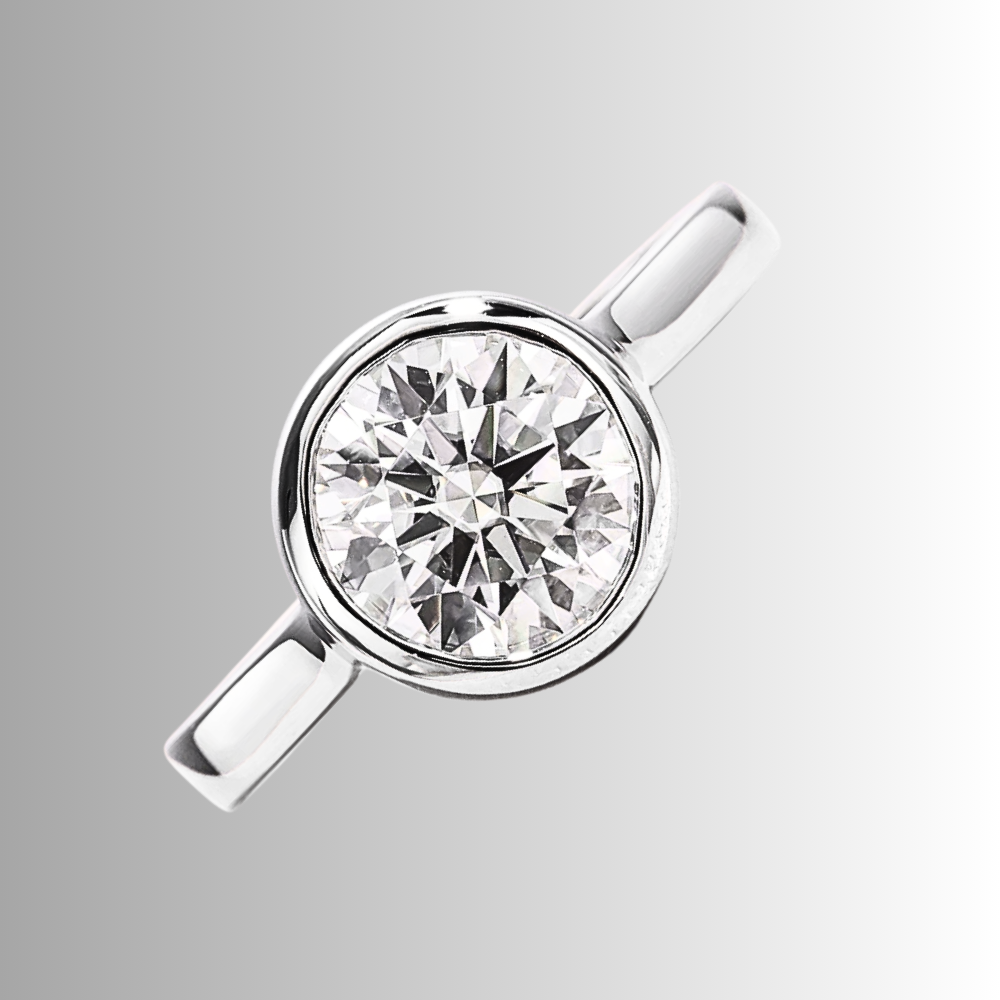 Solitario con Castone Tondo in Moissanite