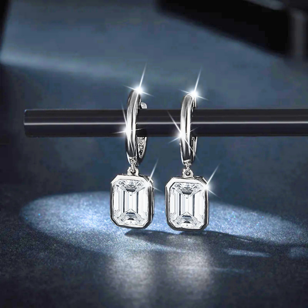 Orecchini con Moissanite Taglio Smeraldo per ct 4,00