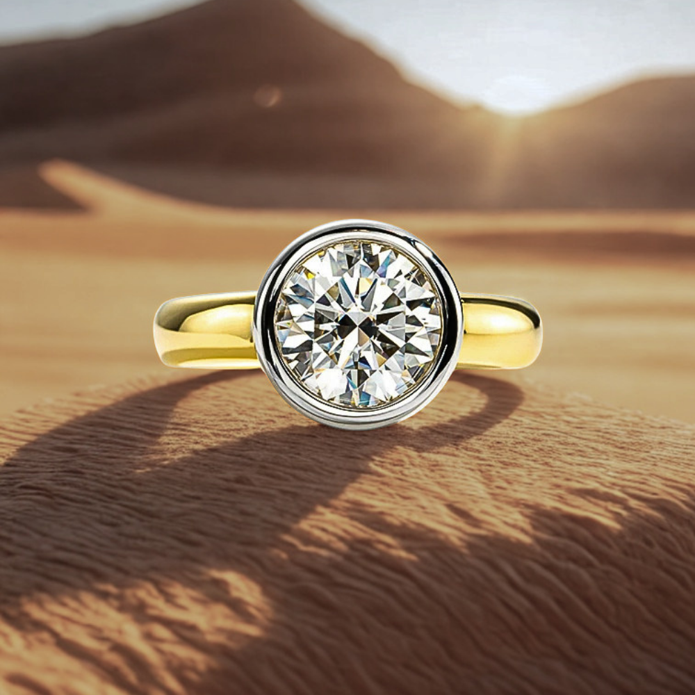 Solitario a 2 colori con Moissanite di ct 3,00