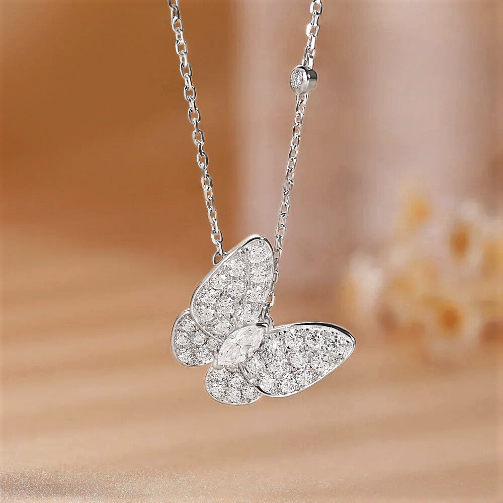 Collana con Farfalla in Pavè di Moissanite per ct 0,70