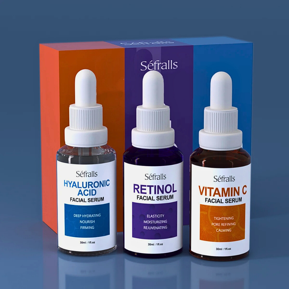 Set di 3 Sieri Viso- Acido Ialuronico, Retinolo e Vitamina C