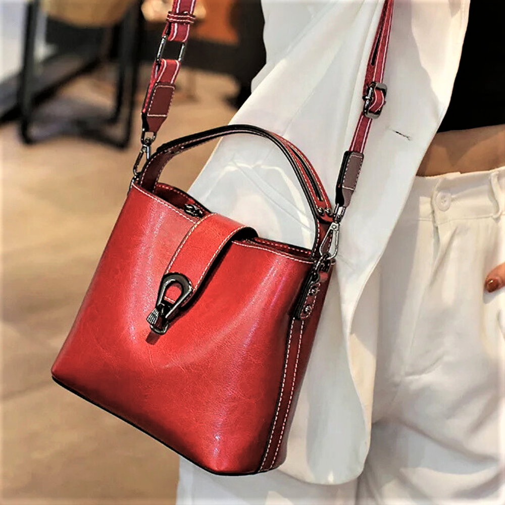 Mini Borsa Quadrata in Crosta di Pelle di Vitellino