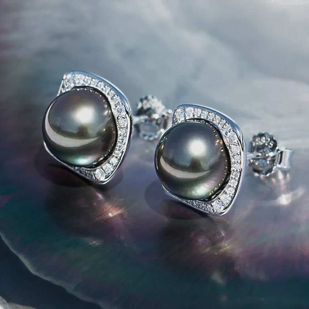 Orecchini con Perle di Tahiti e Moissaniti