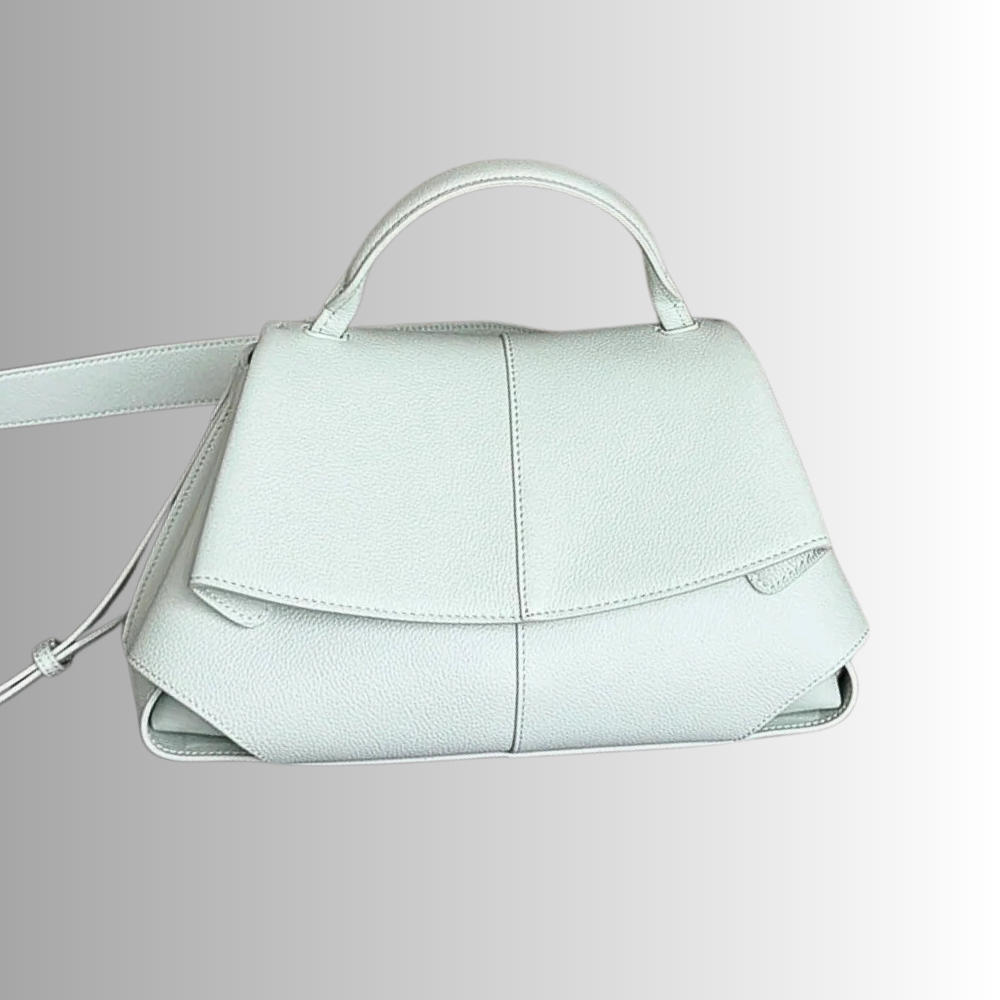 Borsa a Trapezio in Fiore di Pelle di Vitellino