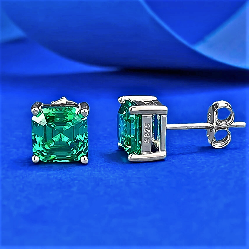 Orecchini in Smeraldo Coltivato Lab Grown Taglio Asscher