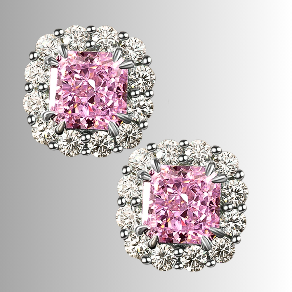 Orecchini a Fiore con Moissaniti Colorate di ct 4,00