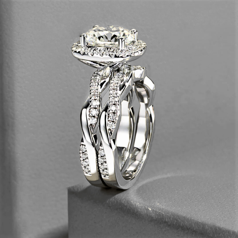 Fascia con Moissanite  e Fedina abbinata per tot ct 3,48