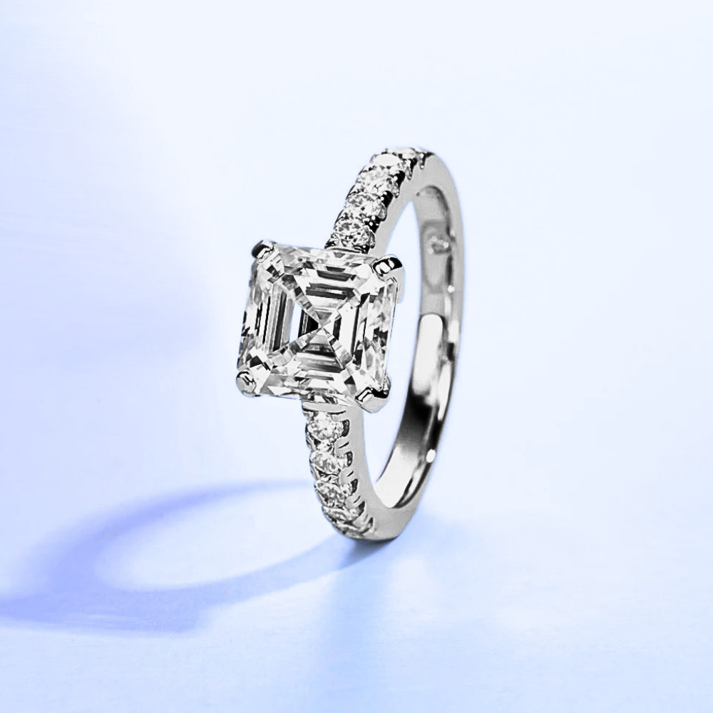 Solitario con Moissanite Taglio Asscher di ct 3,00
