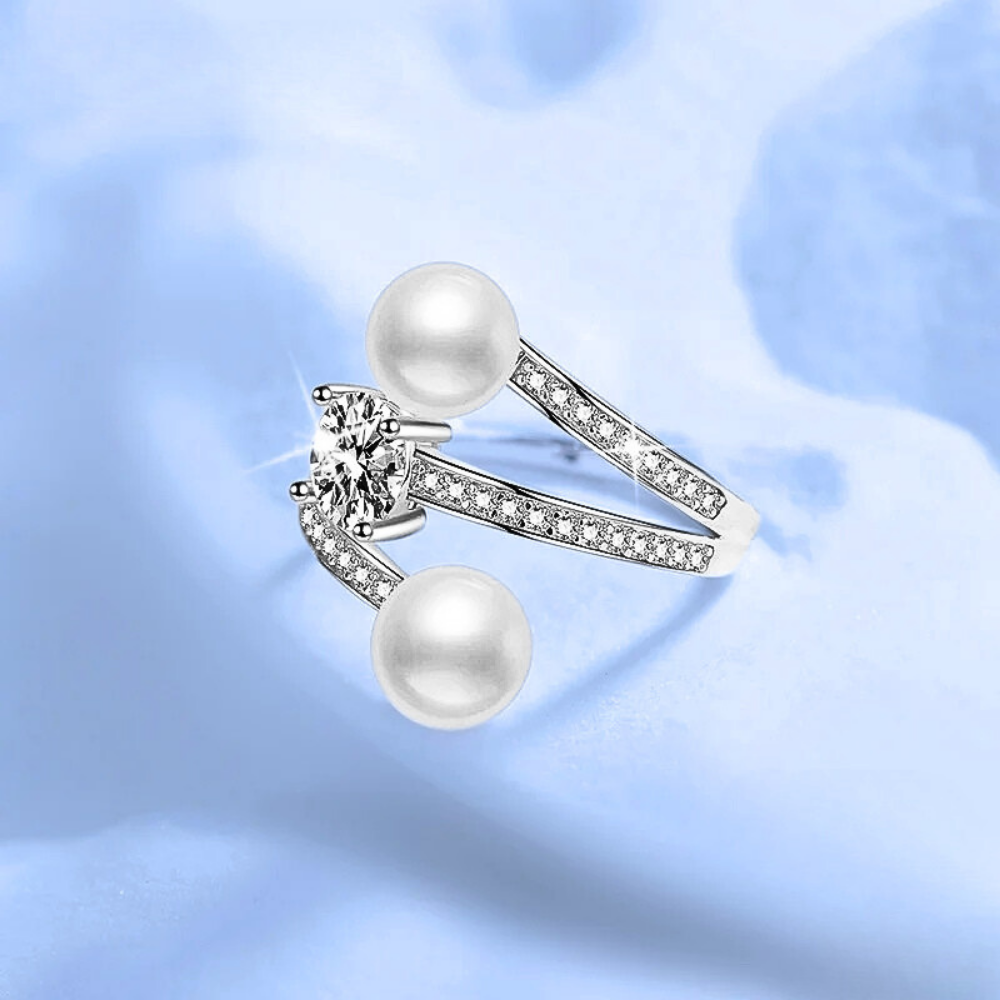 Anello con Moissanite da ct 1,00 e Perle Naturali