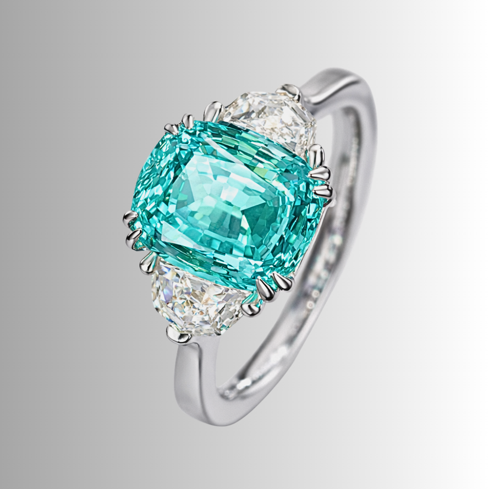 Trilogy con Tormalina Paraiba creata in Laboratorio di ct 4,00