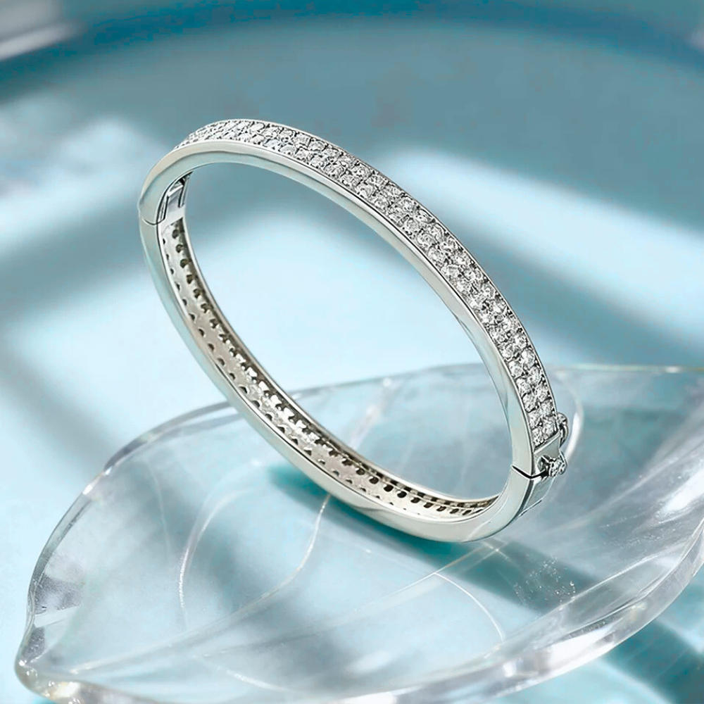 Bracciale Rigido con Doppia Fila di Moissaniti