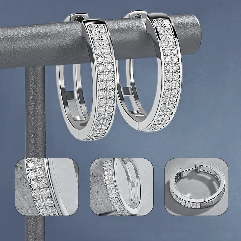 Orecchini a Cerchio con due file di Moissaniti per ct 0,34