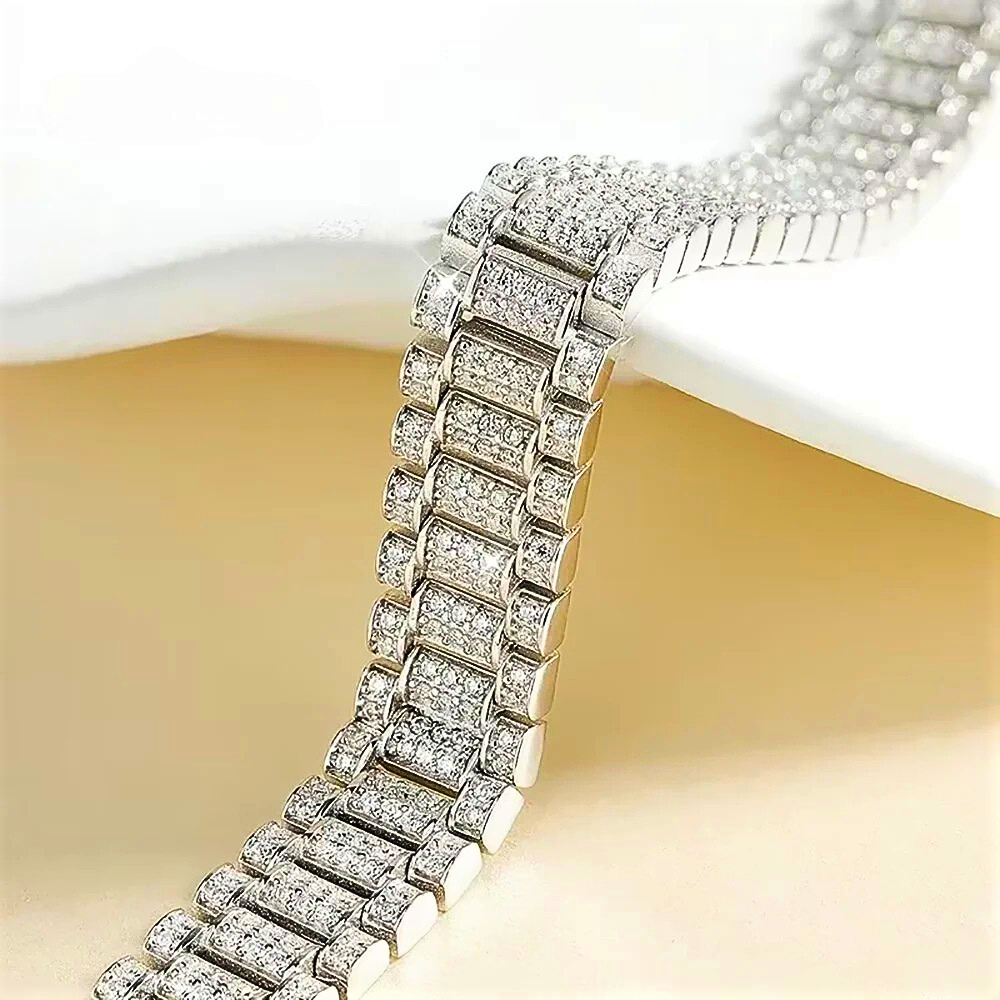 Bracciale "Chain Link" con Pavè di Moissaniti D Color