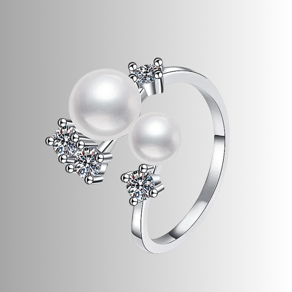 Anello Contrariè con Moissaniti e Perle