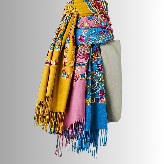Pashmina Misto Lana Ricamata a Mano