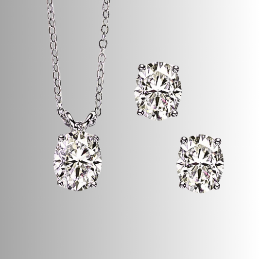 Parure Collana e Orecchini con Moissaniti Ovali