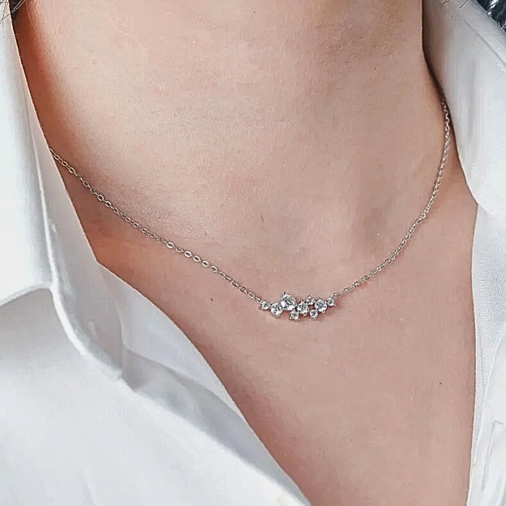 Parure Collana, Bracciale e Anello con Moissaniti Sfalsate