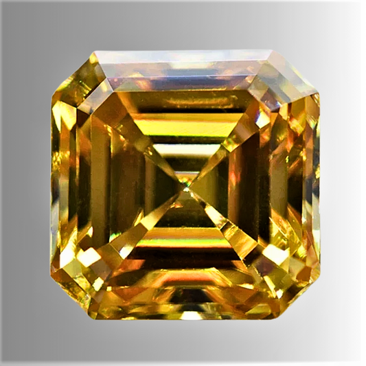 Moissanite Taglio Asscher Colore Champagne Certificata