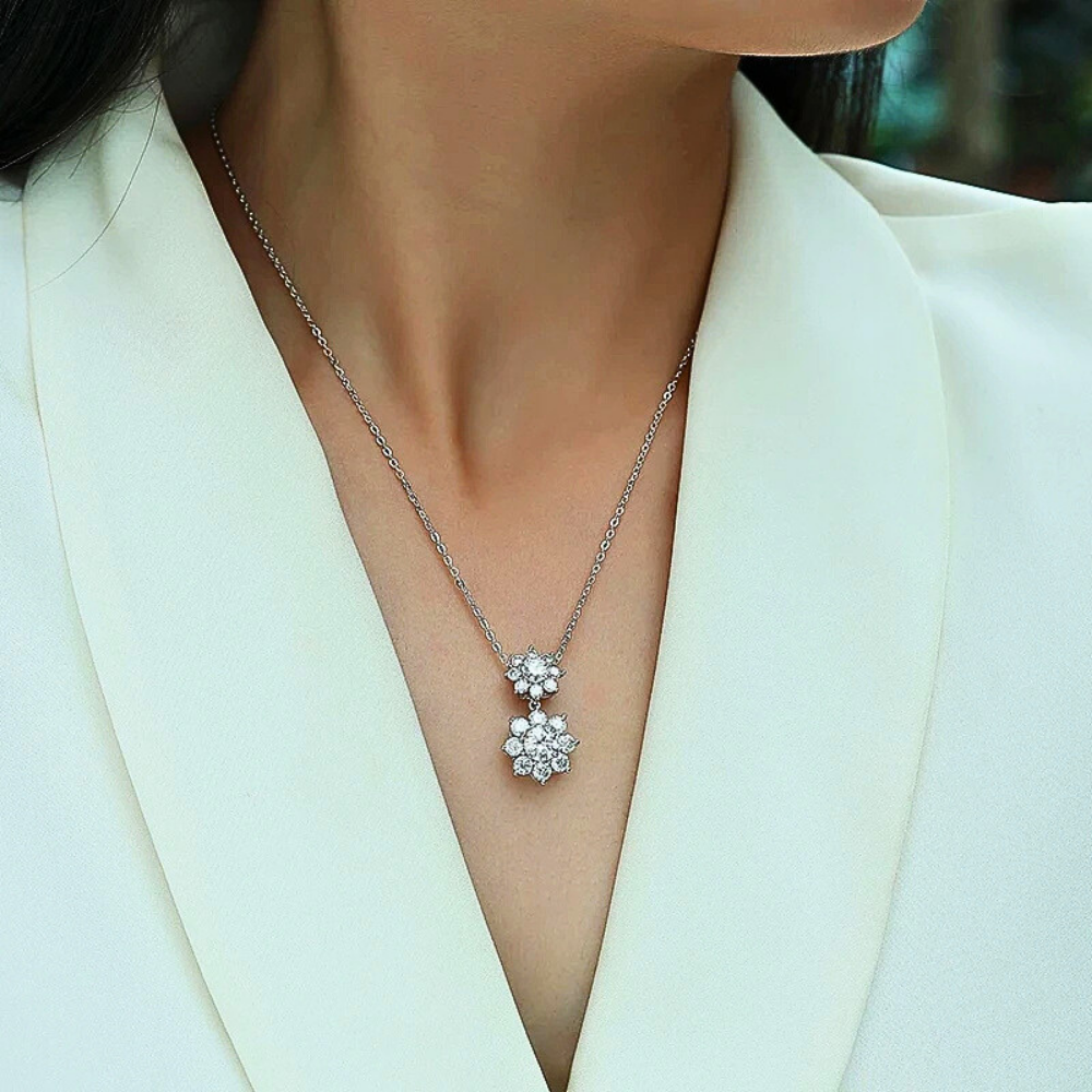 Collana Floreale in Moissanite per ct 3,34