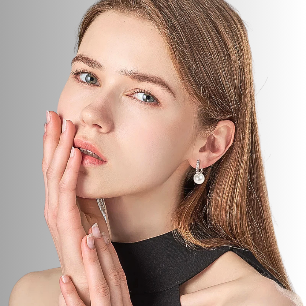 Orecchini a Barretta con Moissanite e Perle Naturali