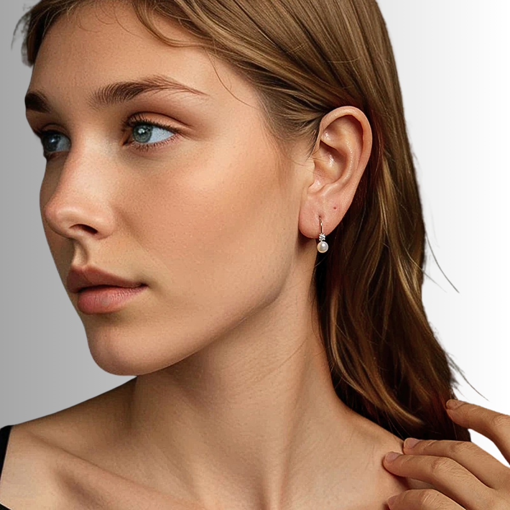 Orecchini a Monachella con Moissaniti e Perle Naturali