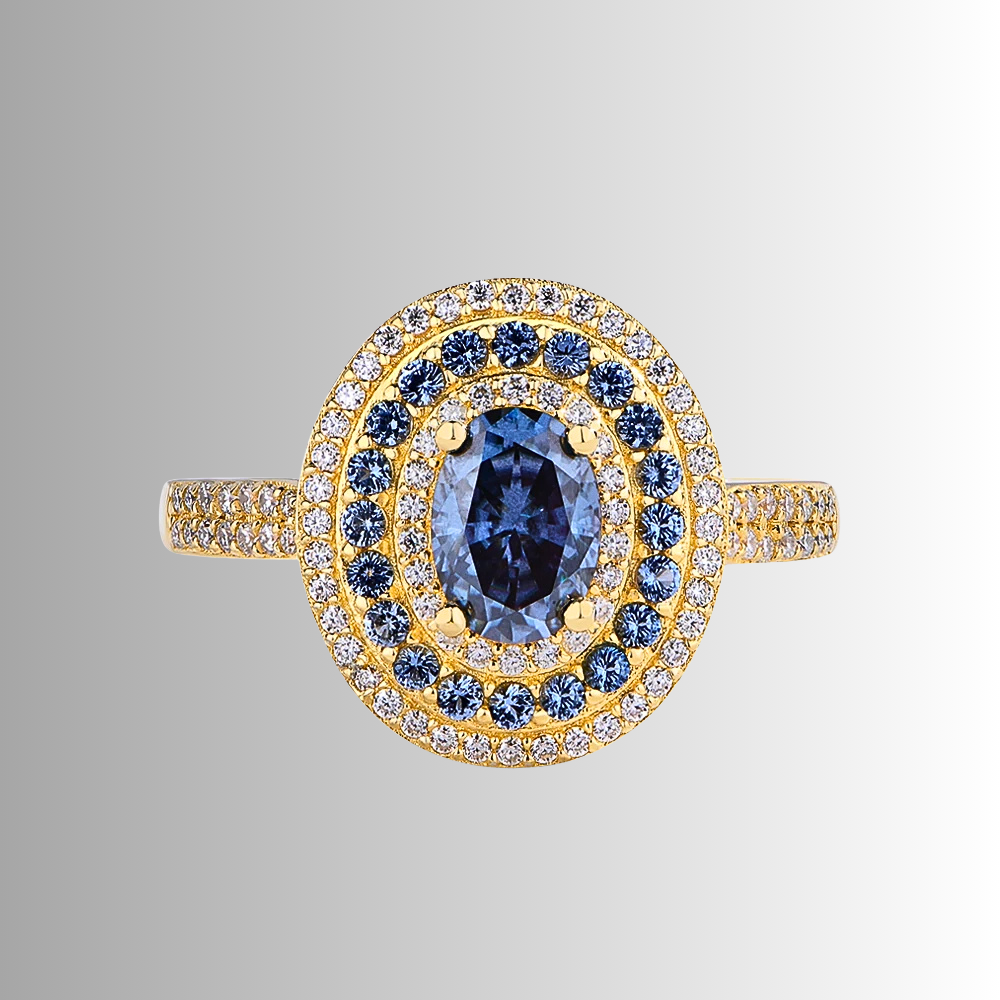 Fascia con Moissaniti Blu Zaffiro Ceylon e D color