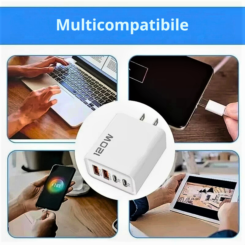 Caricabatterie 120W a 4 Porte