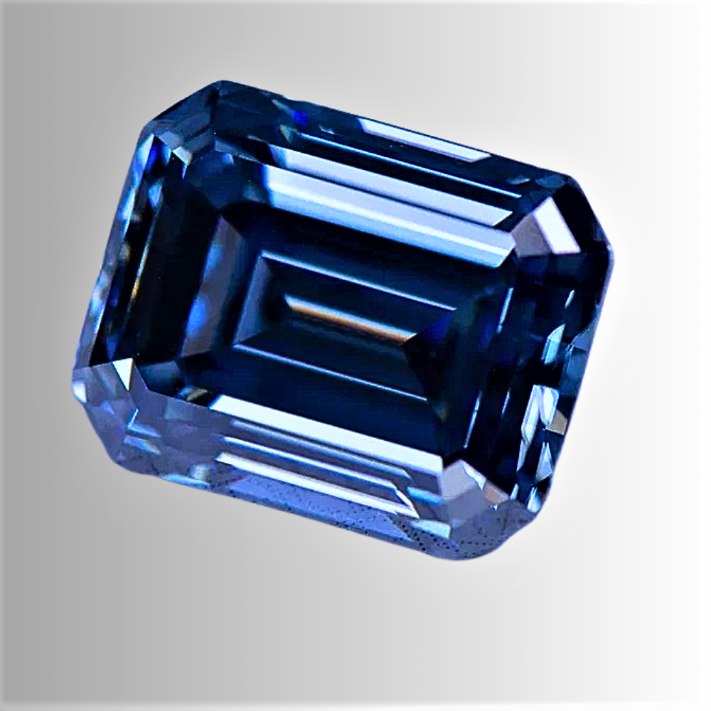 Moissanite Royal Blue Taglio Smeraldo Certificata
