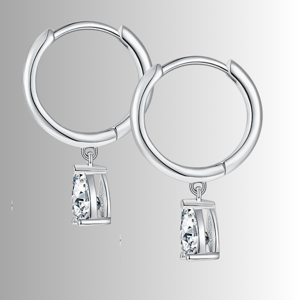 Orecchini ad anello con Moissanite Taglio Goccia per ct 1,00