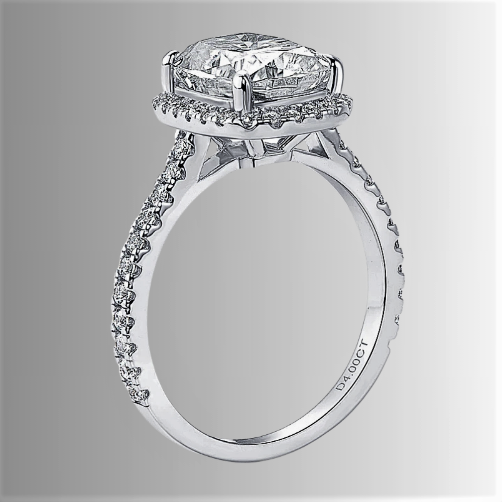 Anello con Moissanite taglio cuscino da ct 4.00
