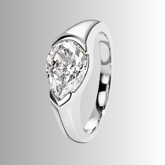 Fede con Moissanite Taglio Goccia di ct 2,50