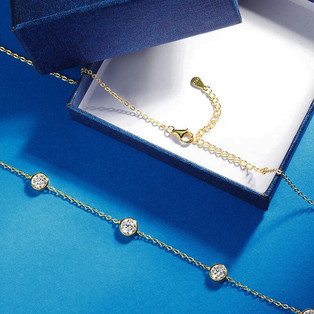 Collana con 5 Castoni Tondi con Moissanite per ct 2,50