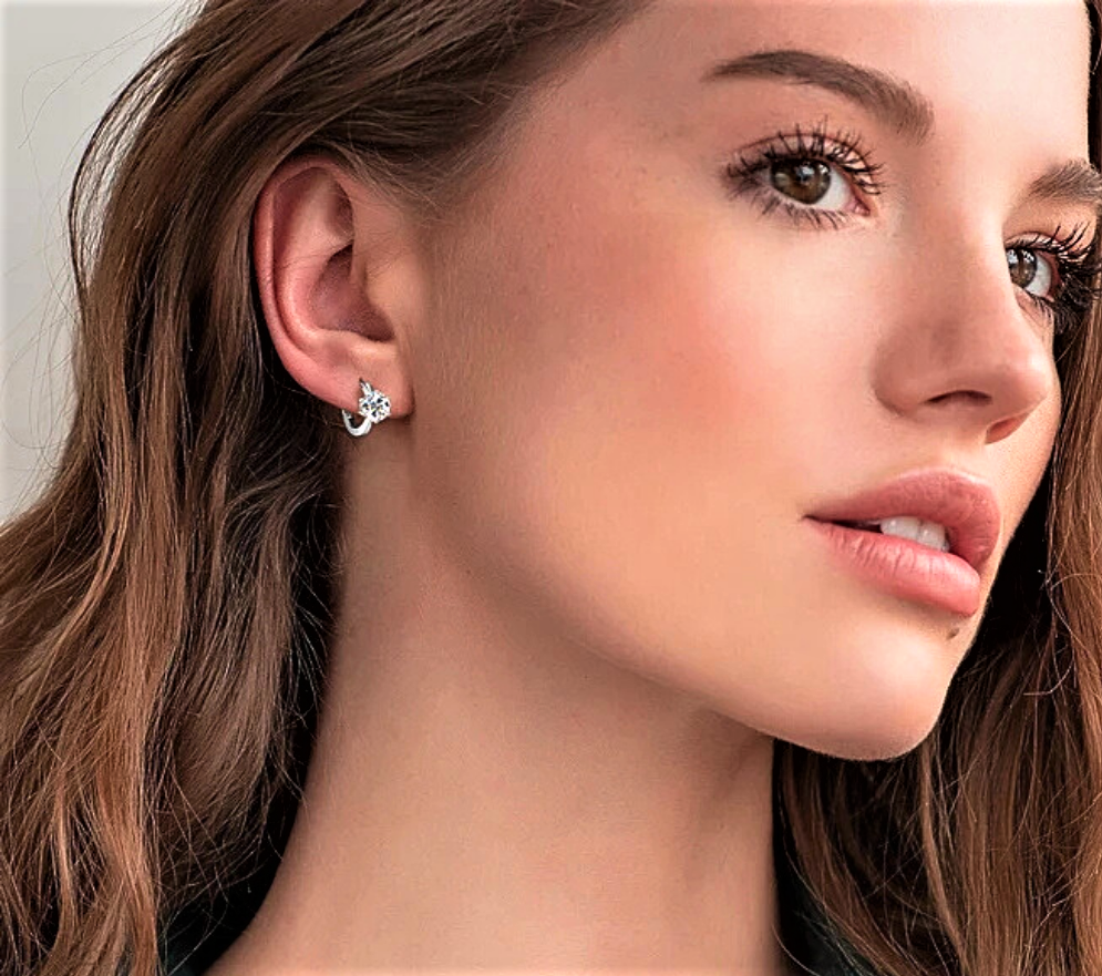 Orecchini a Solitario con Moissanite D Color per totale ct 2.00