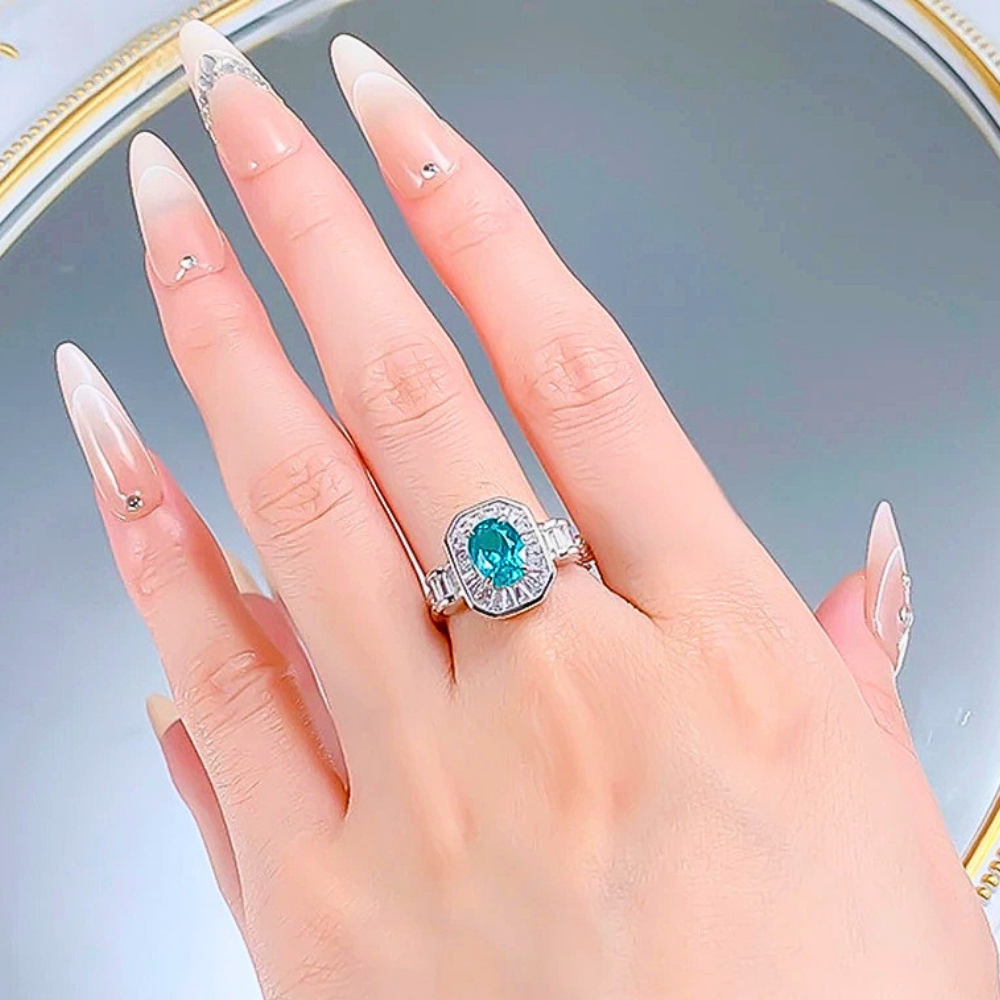 Fascia Ottagonale con Paraiba creata in Laboratorio di ct 1,50