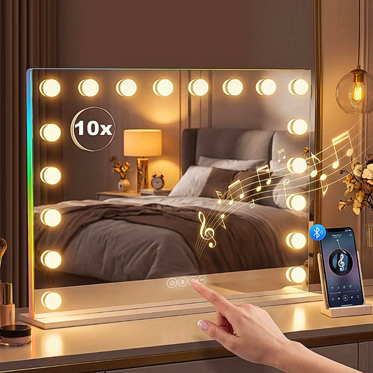 Specchio Make Up con Bluetooth, Led e Ingranditore 10X