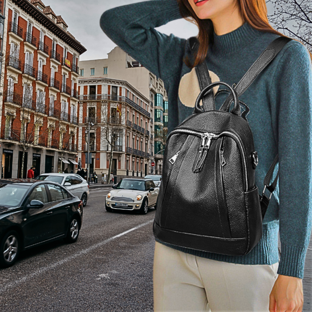 Mochila de piel de becerro negra Suavidad y elegancia