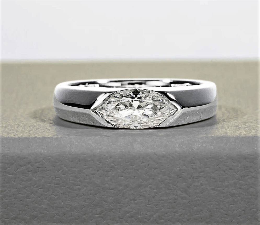 Fede con Moissanite di ct 1,00 Taglio Marquise